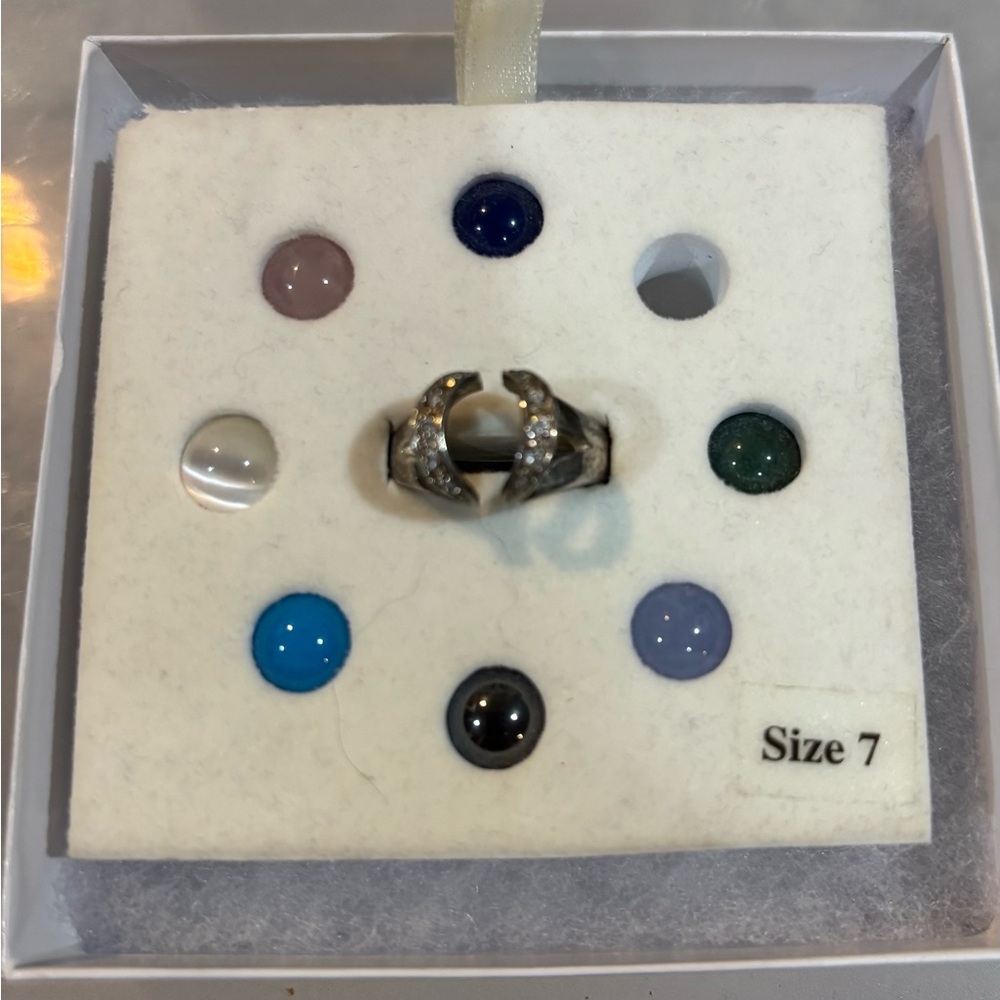 925 Sterling Silver Interchangeable Semi Precious Stones Ring Size 7